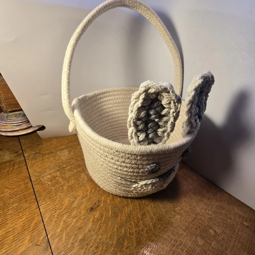 Woven Braided Rope Easter Bunny Rabbit Basket 8